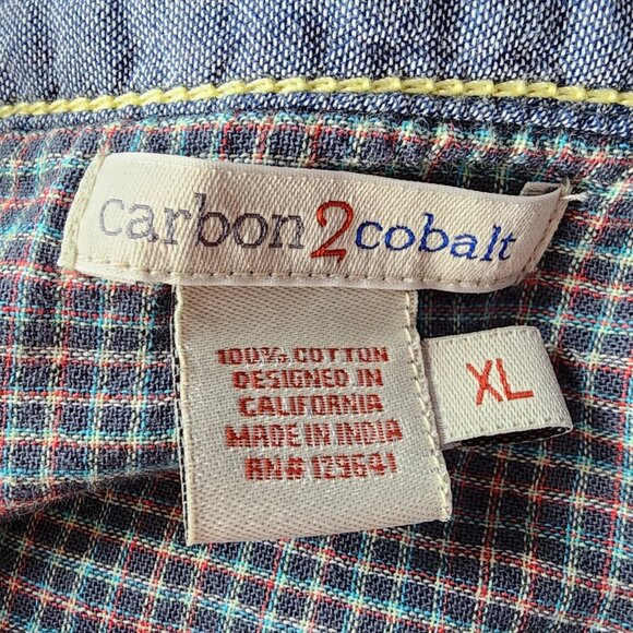 Carbon2Cobalt Mens XL Shirt Double Layer Button Multicolor Check Plaid Preppy - Picture 6 of 9